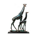 Mother & Child Giraffe Dark Copper Figurine - 14.5" W x 20.5" H